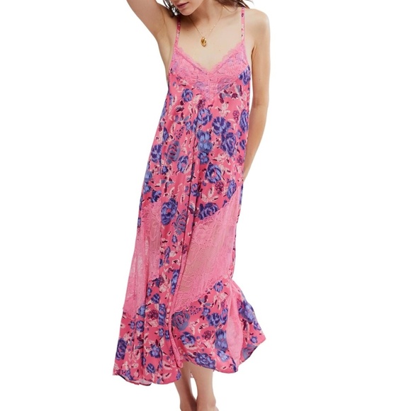 Free People First Date Printed Maxi Slip Dress Combo Women's XS - Picture 11 of 11